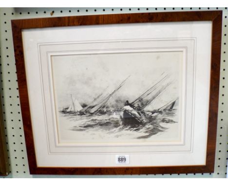 W L Wyllie print 'A Corinthian yacht race' framed and glazed 