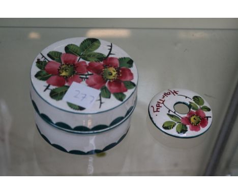 A Wemyss floral decorated Hair Tidy with hand painted mark to base 