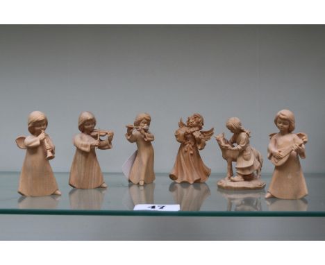 Carved Set of 6 Vintage Edgar Schwer Oberammergau Fairy Musicians 