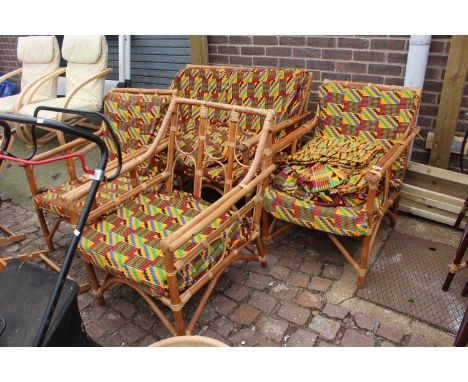 Cane Garden / Conservatory 3 Elbow chairs and 2 Seater Sofa 