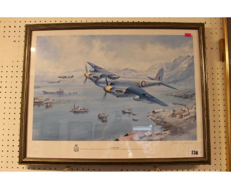 Framed print 'Coastal Strike' signed by John Young 