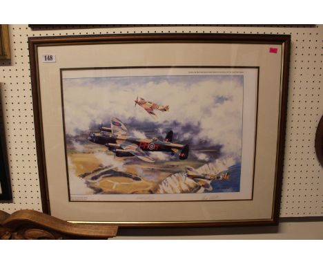 Limited edition print of a Spitfire and Lancaster signed in Pencil 