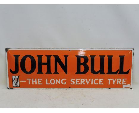 A good John Bull - Long Service Tyre convex rectangular enamel sign, with good gloss, 36 x 12".