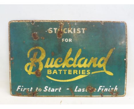 A Buckland Batteries rectangular enamel sign, 28 1/2 x 18 1/2".