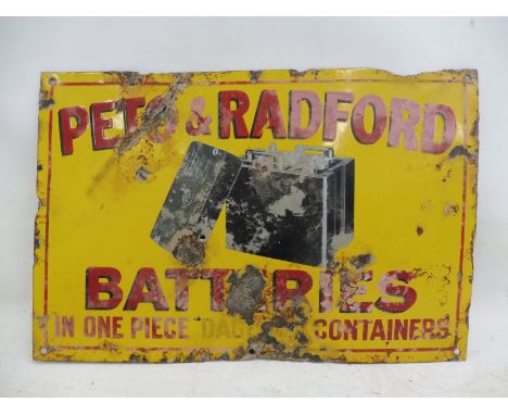 A Peto &amp; Radford Batteries part pictorial enamel sign, 18 x 12". 