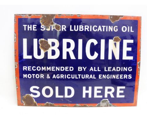 A Lubricine rectangular enamel sign, 24 x 18". 