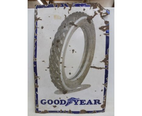 A Goodyear pictorial rectangular enamel sign, 30 x 45".