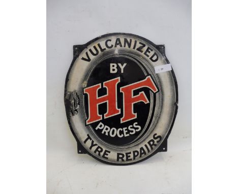 A Harvey Frost Vulcanised Tyre Repairs enamel sign, 15 x 17 1/4".