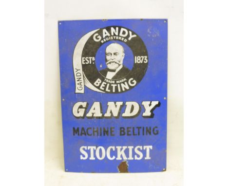 A Gandy Machine Belting Stockist rectangular enamel sign, 15 1/2 x 22 1/2".