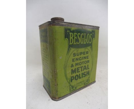 A Besglos Super Engine and Motor Metal Polish rectangular can.