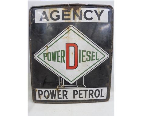 A Power Diesel Agency rectangular enamel sign, 42 x 45". 
