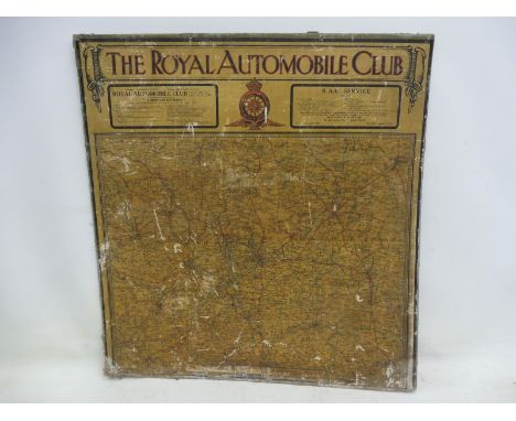 An early Royal Automobile Club cardboard map of Derby and Nottingham, The Official Road Map, 32 x 34".