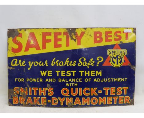 A Smith's Quick-Test Break-Dynometer rectangular enamel sign, 36 x 22". 