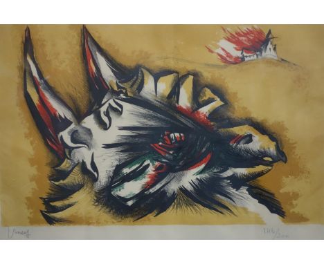 A 20th century limited edition abstract lithograph, signed and numbered 146/200, 32 x 46cm 