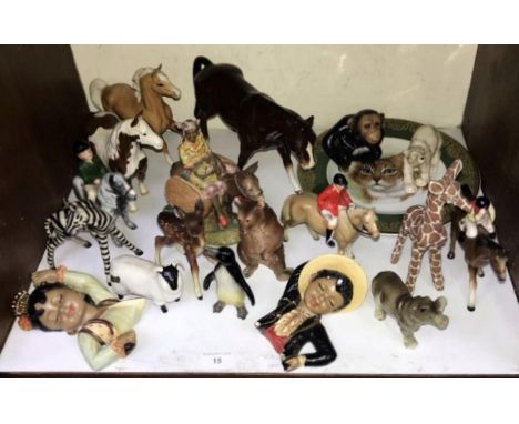 SECTION 15. A collection of assorted ceramic animals comprising horses, monkeys and bears etc. Including some Beswick and Syl