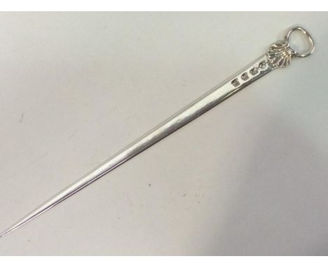 An early George III Silver Meat Skewer, with shell-capped ring pull, London, 1763, maker S. Herbert &amp; Co, 112.6g, 33cm 