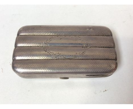 A Victorian silver cigar case, of rectangular form, with blank cartouche and engine-turned decoration, silver-gilt interior, 