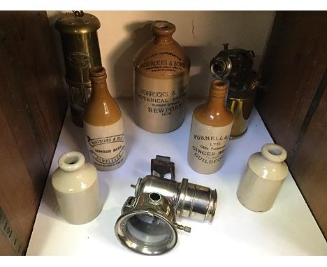 SECTION 23.  A Joseph Lucas Calcia Cadet carbide lamp, together with a Burmos blowlamp and five stoneware bottles including G