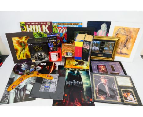 Harry Potter - Marvel - Lara Croft - Pin Ups - Star Trek. A quantity of items including books, mugs, posters, canvasses and s