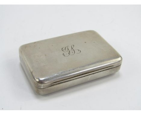 A George III plain silver snuff box, with gilt interior, the hinged lid engraved 'H', London 1808, makers possibly Thomas Phi