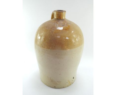 A Bourn stoneware two tone flagon, R Barker, Bourn, 250, 44cm high.