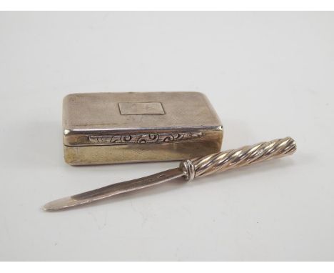 A Victorian silver snuff box, of rectangular form with engine turned decoration, Edward Smith, Birmingham 1841, 7cm x 4cm, an