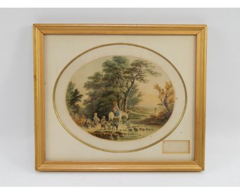 A Baxter print of Crossing the Brook, 19.5cm x 23cm.