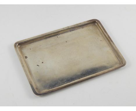 A George V silver tray, of engine turned rectangular form, Birmingham 1922, 20cm  x 28.5cm, 11.65t oz.