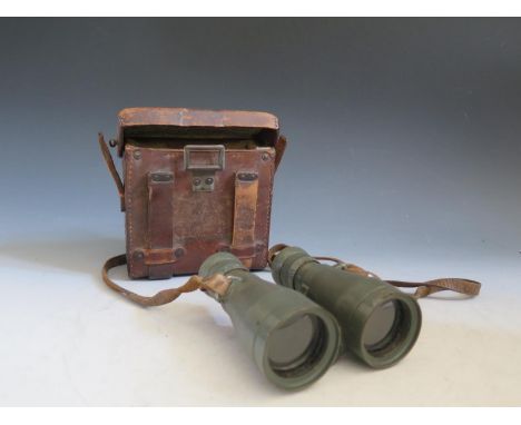 A Pair of WWI German C.P. Goerz Fernglas 08 Military Binoculars no. 365977 with leather case, officially given to the Prussia