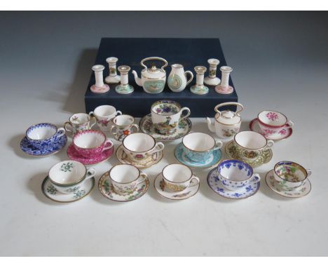 A Collection of Spode Miniatures including Teacups with saucers, teapots, candlesticks etc. 