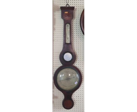A Georgian Mahogany and Inlaid Banjo Barometer, 93cm 