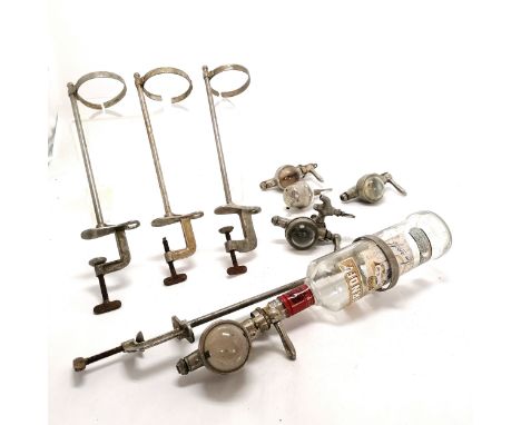 4 x vintage bar optics with frames in a chromed finish t/w vintage measurer / pourer - frame 42cm long