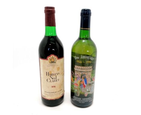 1976 Harveys number 1 claret (70cl) t/w Bordeaux superieur 50th anniversary 1994 dated white wine - both display bottles 