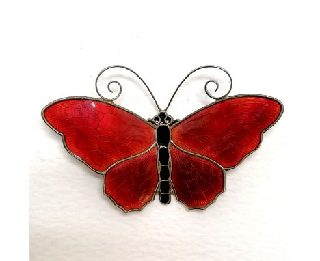 David Anderson silver red enamel butterfly brooch  - wingspan 6cm &amp; 11.9g total weight ~ in good condition with no obviou