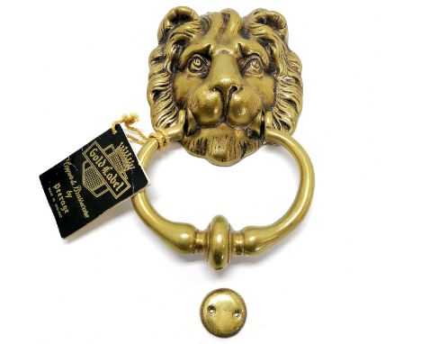 Unused boxed Peerage brass lion door knocker - 20cm 