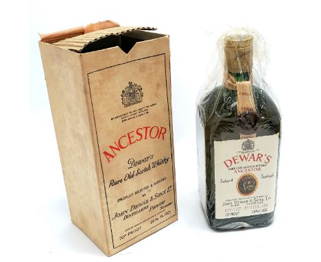 Dewar's rare old scotch whisky : Ancestor unopened bottle (26 2/3 fl ozs) in original box (lacks lid) 