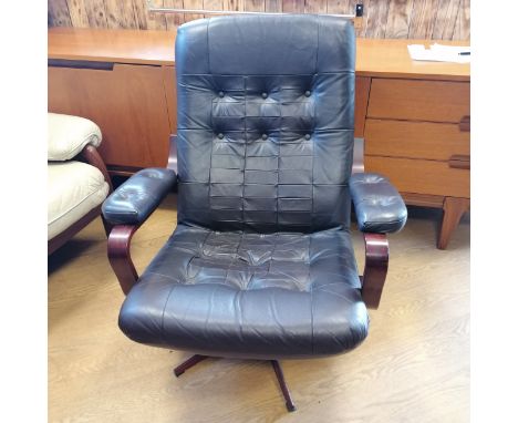 Vintage leather revolving armchair 90cm high x 77cm wide x 90cm deep 