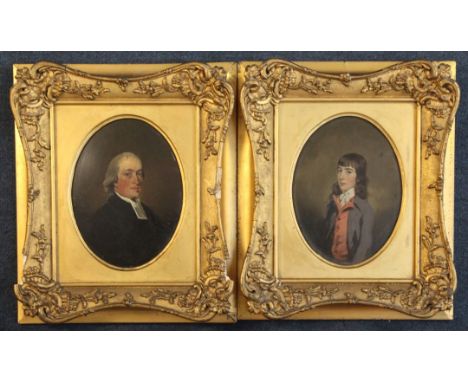 Early 19th century English Schoolpair of oils on copper,Portrait of 'Rev J. Bourne' and companion piece, 'Rev John Clarke as 