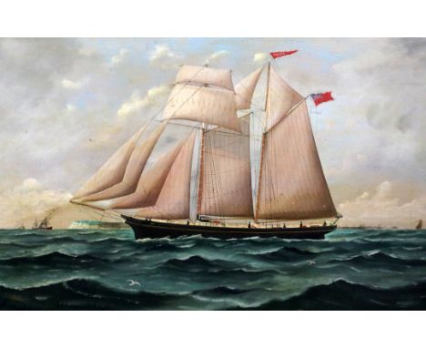 John Fannen (fl. 1880-1905)oil on canvas,Portrait of the brigantine 'Annie',signed and dated Sunderland 1884,unframed, 22 x 3