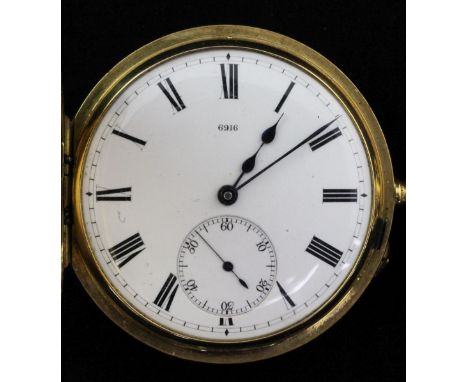 A late Victorian 18ct gold keyless lever half hunter pocket watch by Army & Navy Co-operative Society Ld, London, with engrav