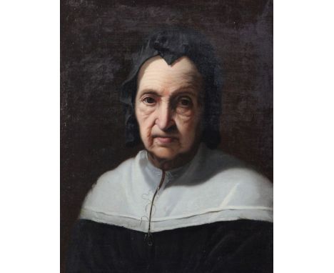 Follower of Adam Camerarius (Dutch c1645-1665)oil on canvas,Portrait of a lady wearing a black bonnet,18.5 x 14.75in.