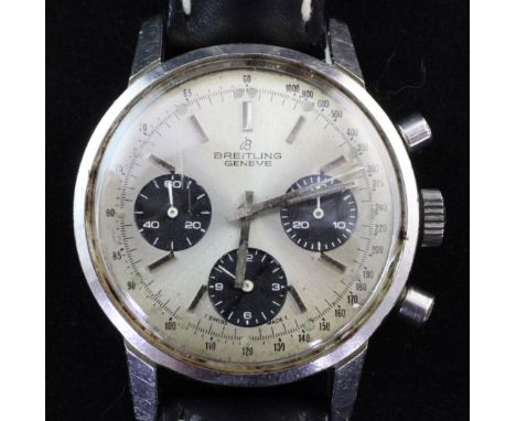 A gentleman's late 1960's early 1970's stainless steel Breitling 815 "long playing" manual wind chronograph wrist watch, the 