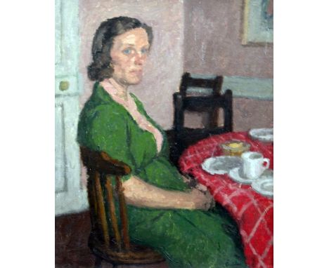 Robert Buhler (1916-1989)oil on card,Portrait of Mrs Small-Rogate 1942,signed,23.5 x 19.5in.