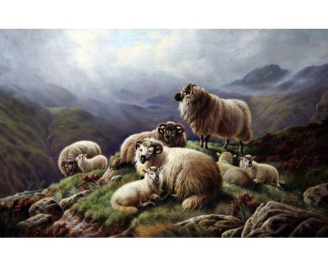 William Perring Hollyer (1834-1922)oil on canvas,'Scotch Mothers',signed,20 x 30in.