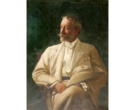 Worrall Day (American, circa 1890)oil on canvas,Portrait of Samuel Westray Battle M.D, U.S.N,signed,14 x 11in.