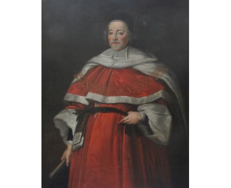 18th century English Schooloil on canvas,Portrait of a Lord Chancellor, in ermine trimmed robes,50 x 40in.