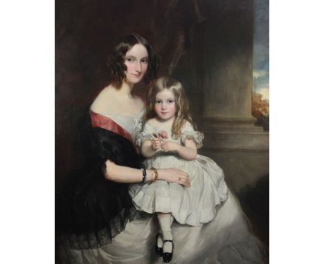 Sir Francis Grant P.R.A. (1803-1878)oil on canvas,Portrait of Maria, Lady Lechmere and her daughter, Louisa,signed and dated 