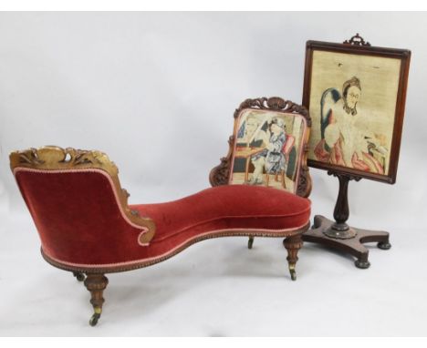A Victorian carved walnut conversation seat, with double chair ends carved with acanthus scrolls and shell motifs, with figur