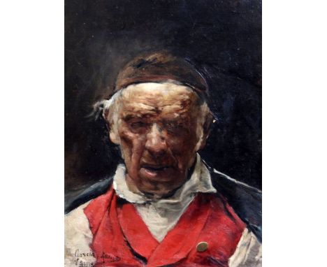 Jose Garcia Ramos (Spanish, 1852-1912)oil on canvas,Portrait of a man wearing a red waistcoat,signed and inscribed 'Roma',15.