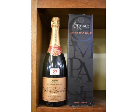 A 75cl bottle of Lenoble Grand Cru Blanc de Blancs 1990 vintage champagne,&nbsp;in card box.&nbsp; 